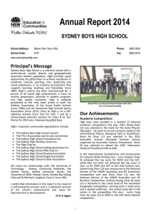 Annual Report 2014 - Sydney Boys High School