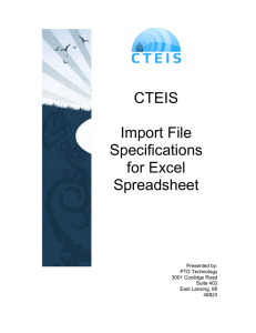 CTEIS Import File Specifications for Excel Spreadsheet