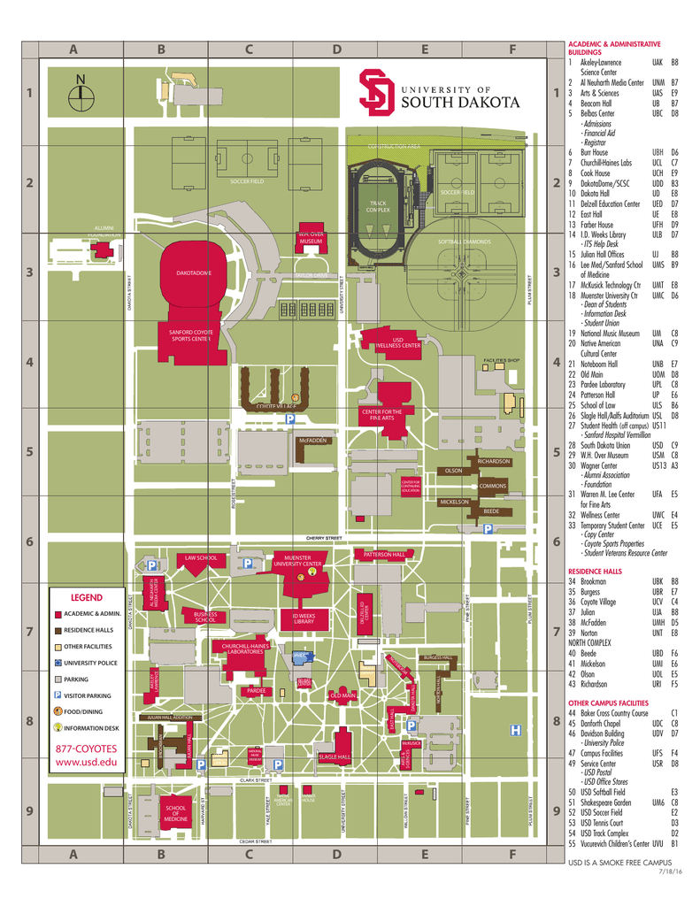 Usd Campus Map Vermillion Sd Campus Map   University of South Dakota