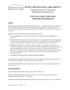 Notice of Construction Application Ethylene Oxide Sterilizers and