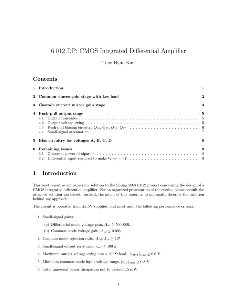 6.012 DP CMOS Integrated Differential Amplifier