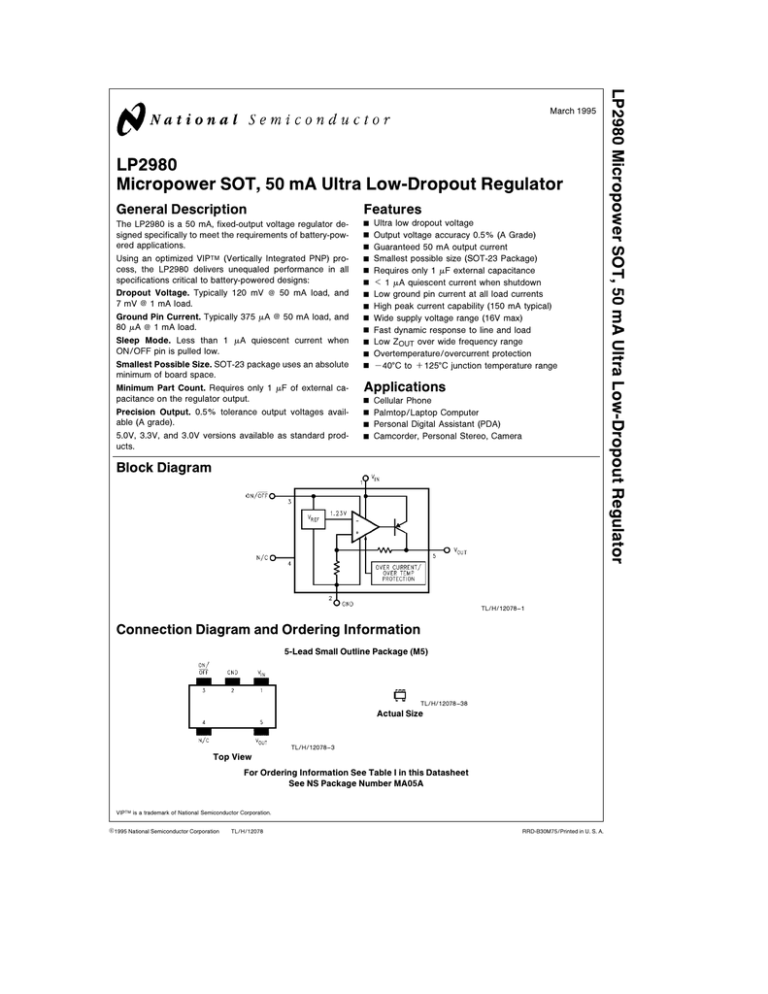 LP2980 Micropower SOT 50 MA Ultra Low lp2980-micropower-sot-50-ma-ultra-low