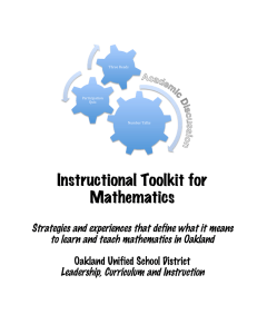 OUSD Instructional Toolkit for Mathematics