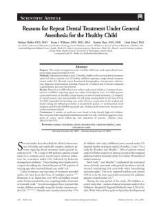 Reasons for Repeat Dental Treatment Under General Anesthesia for