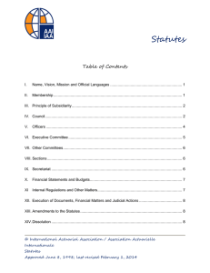 Revised Statutes - International Actuarial Association