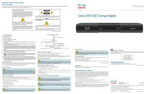 Cisco STA1520 Tuning Adapter Quick Reference