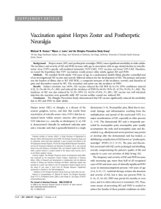 Vaccination against Herpes Zoster and Postherpetic Neuralgia