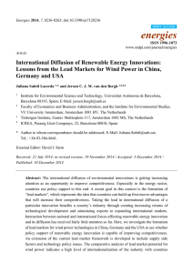 International Diffusion of Renewable Energy Innovations: Lessons