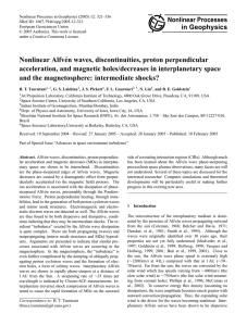 Nonlinear Alfvén waves, discontinuities, proton perpendicular