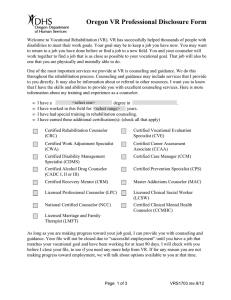 Oregon VR Professional Disclosure Form