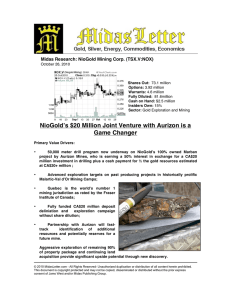 NioGoldʼs $20 Million Joint Venture with Aurizon is