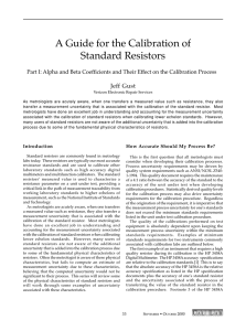 A Guide for the Calibration of Standard Resistors