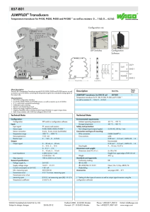Temperature transducer for Pt100, Pt200, Pt500 and Pt1000