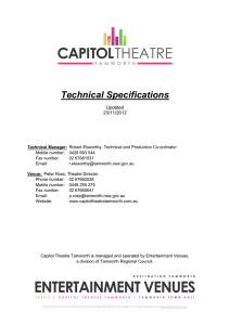 Tech Specs - Capitol Theatre Tamworth