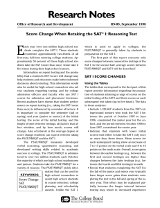 Score Change When Retaking the SAT I: Reasoning Test