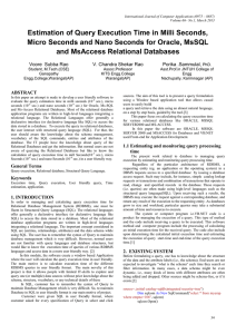 Estimation of Query Execution Time in Milli Seconds, Micro Seconds
