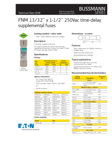 Bussmann series FNM Supplemental Fuse Data Sheet No