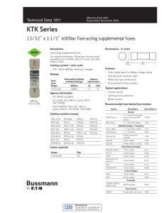 Bussmann KTK Series Supplemental Fuse Data Sheet # 1011