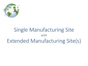 Single Manufacturing Site Extended Manufacturing Site(s)