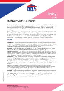 BBA Quality Control Specification