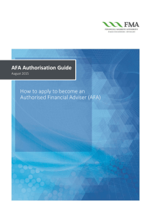 AFA Authorisation Guide - Financial Markets Authority