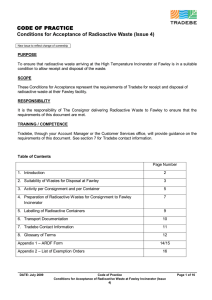 Code of Acceptance Radioactive Waste - issue 4