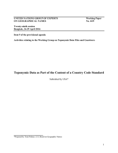 Toponymic Data as Part of the Content of a Country Code Standard