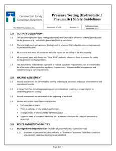 Pressure Testing (Hydrostatic / Pneumatic) Safety Guidelines