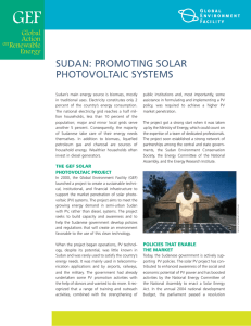 SUDAN: PROMOTING SOLAR PHOTOVOLTAIC SYSTEMS
