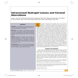 Intracorneal Hydrogel Lenses and Corneal Aberrations