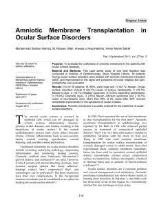 Amniotic Membrane Transplantation in Ocular Surface Disorders