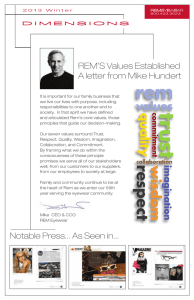 REM`S Values Established A letter from Mike