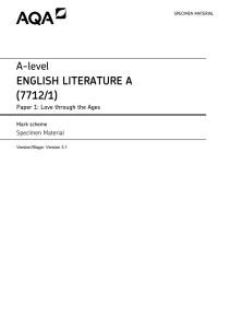 A-level English Literature A Specimen mark scheme Paper 1