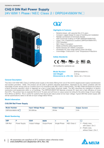 CliQ II DIN Rail Power Supply 24V 60W 1 Phase / NEC Class 2