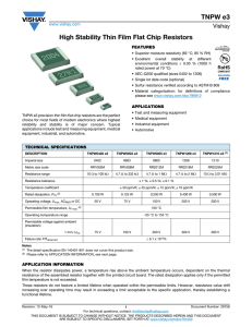TNPW e3 High Stability Thin Film Flat Chip Resistors