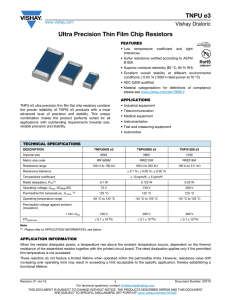 TNPU e3 Ultra Precision Thin Film Chip Resistors