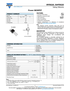 IRFBG20, SiHFBG20 Power MOSFET