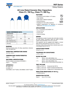 VKP Series AC Line Rated Ceramic Disc Capacitors Class X1, 760