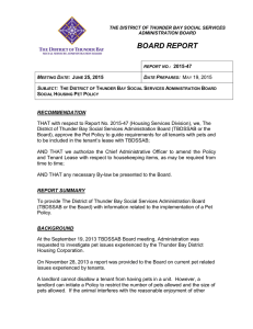 RPT 2015-47 -HS- Pet Policy - The District of Thunder Bay Social