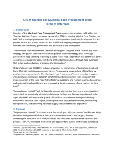 City of Thunder Bay Corporate Food Procurement