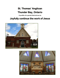St. Thomas` Anglican Thunder Bay, Ontario Joyfully continue the