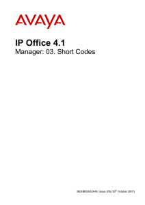 Short Codes - Avaya Support