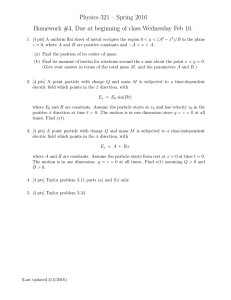 Physics 321 – Spring 2016 Homework #4, Due at beginning of class