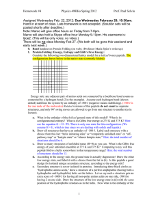 Homework #4 Physics 498Bio Spring 2012 Prof. Paul Selvin 1