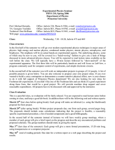 Experimental Physics Seminar PHYS 210, Spring 2006 Department
