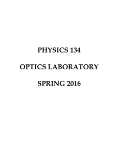 PHYSICS 134 OPTICS LABORATORY SPRING 2016