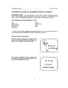 STUDENT`S GUIDE TO CONSERVATION OF ENERGY hi U=F(hh W