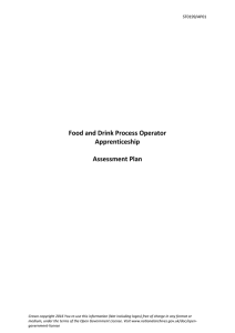 Assessment plan for a food and drink process operator