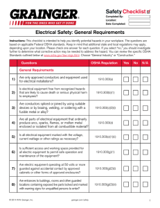 Electrical Safety: General Requirements