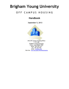 Brigham Young University OFF CAMPUS HOUSING HANDBOOK